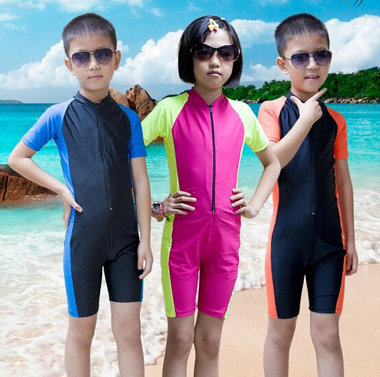 Huateng Baby Boy Girl Tauchanzug Badebekleidung Striped Zipper Sweater Swimwear Sonnencreme Badeanzug 