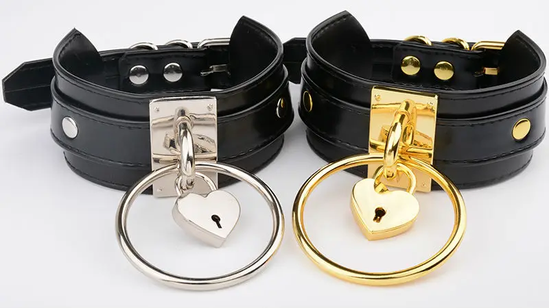 Hyperbole 60mm Big O Round With Lovely Lockable Heart Choker Harajuku Oversized Black Exclusive Personalized Leather Necklace 7