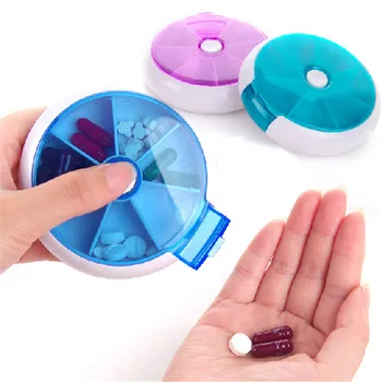 

7 Day Weekly Portable Pill Box Container Medicine Splitters Holder Pill Drugs Case Box Organizer random color