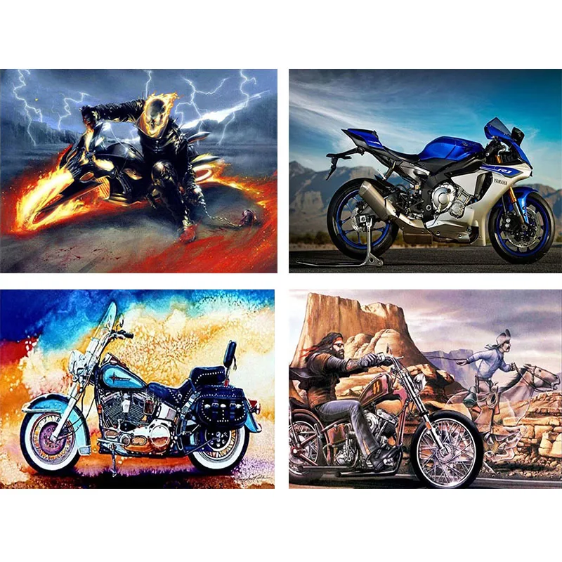 

Diamond Painting By Number Painting Animals Cross Stitch Needlework Art Crafts Home Decor Blue Motorcycle Home & Living Decal
