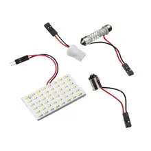

Practical 10pcs Car White LED Flat Reading Light 1210 48SMD 3528 48Light Festoon T10 BA9S