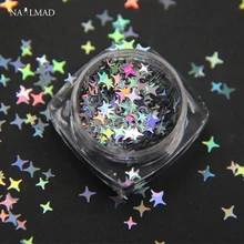 3 мл/коробка NailMAD Cross Star Glittes Holo Четырехугольная Звезда Блеск для ногтей смешивает ногти голографические блестки для дизайна ногтей украшения
