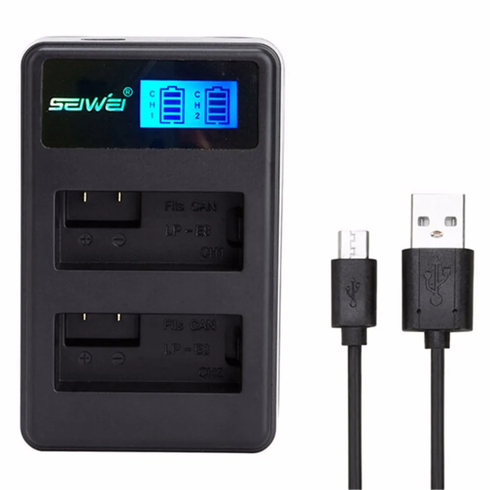 

LP-E8 LPE8 LP E8 LCD Dual Charger Battery Charger for Canon EOS 550D 600D 650D 700D X4 X5 X6i X7i T2i T3i