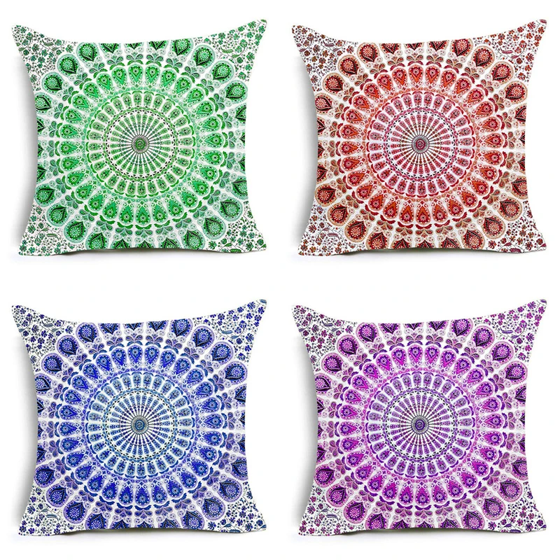 

2018 Hippie Mandala Polyester Cushion Cover Geometric Bohemian India Style Home Decorative Pillows Cover for Sofa Paisley Nordic