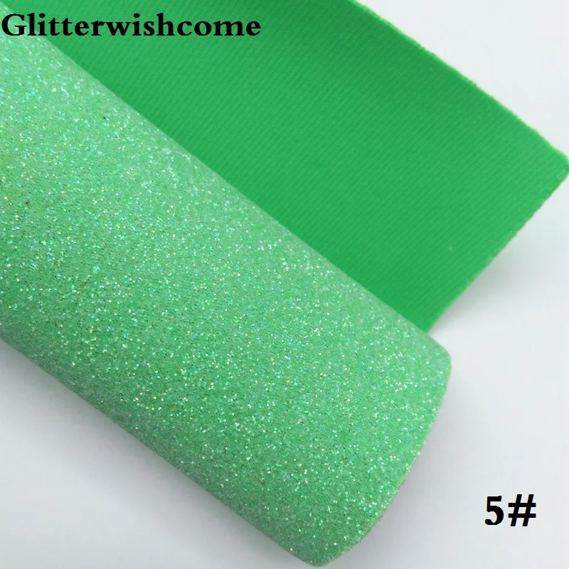 Glitterwishcome 30X134 см мини ролл синтетическая кожа, Fluo мелкие блестки кожа с лайкрой бэк винил для Луки, GM053