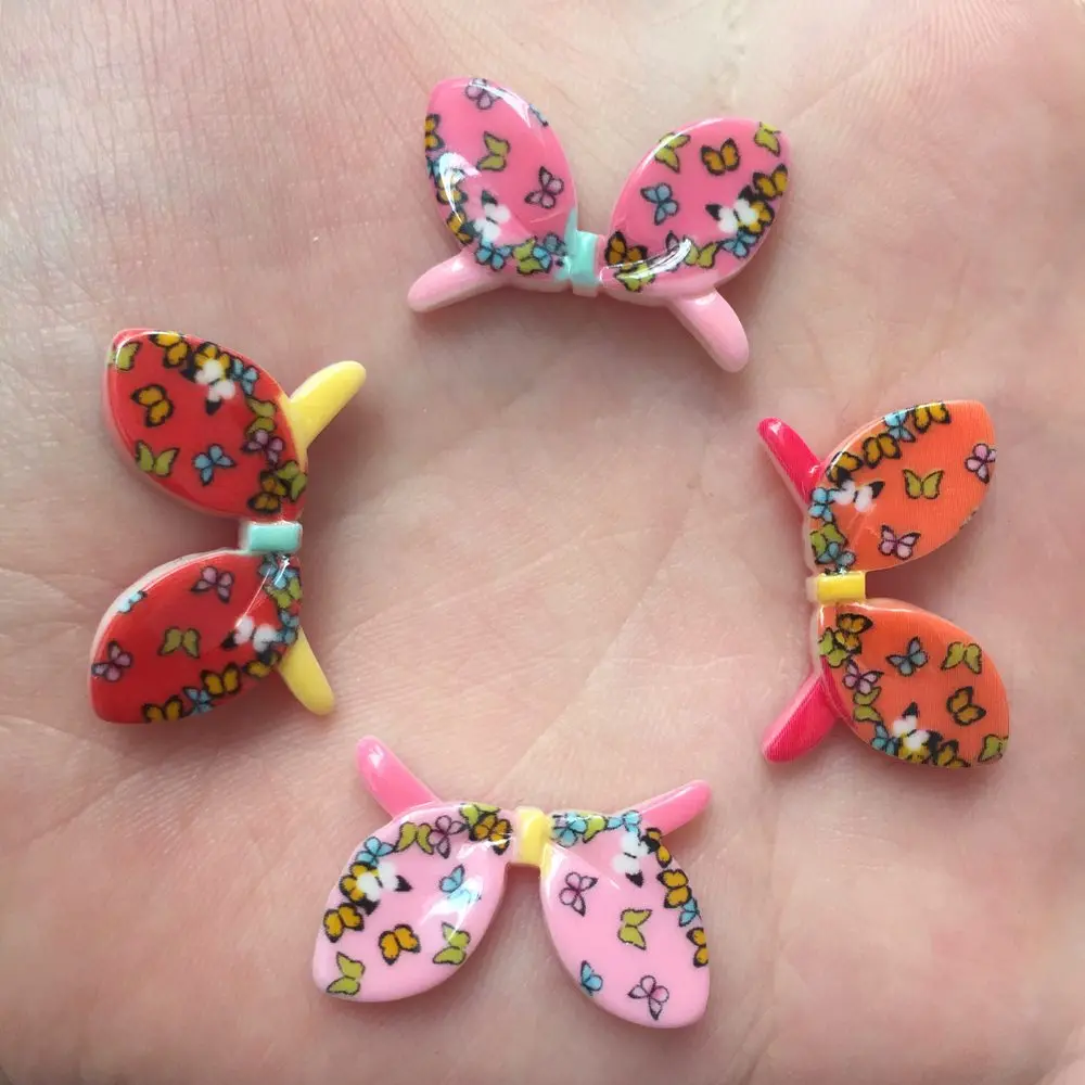 Download New 20PCS resin mix 3D painted Butterfly Lovely mini Bow ...
