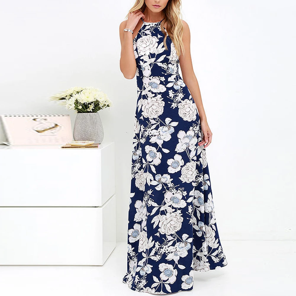 

Summer boho Women dresses Vintage bohemian Long Maxi dresses off shoulder Party Beach floral Dress ladies Sundress vestido largo