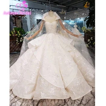 

Custom Made Ball Gown Luxury Wedding Dresses Arabic 2019 Real Photo 3d Floral Handmade Flowers With Jacket Capes Bridal Gowns
