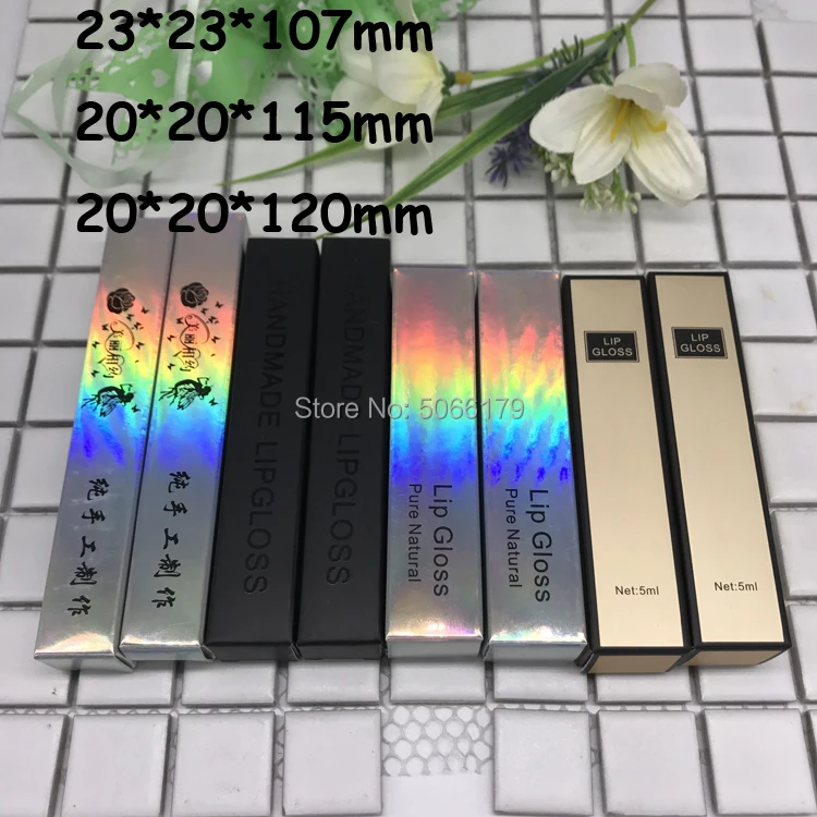 

2*2*12cm 2*2*11.5cm Empty Black Lip Gloss Paper Packing Box, 23*23*107mm Silver Cosmetic Paper Packing Box for lipgloss Tube