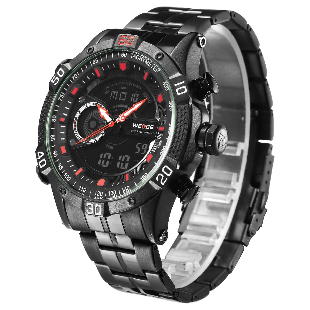 WEIDE Luxury Watch Sport Men Digital Stainless Steelin Quartz LCD Watches Water Resistant Analog Alarm Clock Steampunk saat 6902