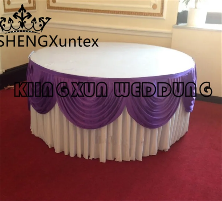 Hot Sale Round Size White Color Ice Silk Table Skirt \ Table Cloth