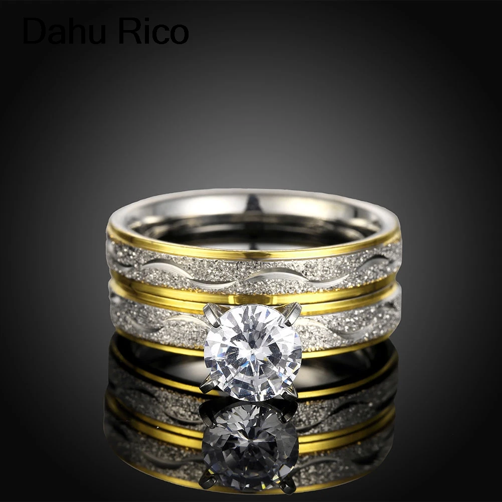 wedding rings pair stone ring cubic zirconia ring zirconia mujer dark souls #da143 tungsten 316L stainless steel Dahu Rico Ring