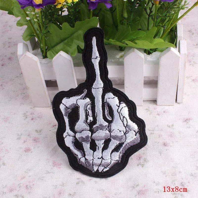 Finger-Skeleton-Skull-Patch-Biker-Cheap-Embroidered-Band-Iron-On-Patches-For-Clothing-Letter-Punk-Patch
