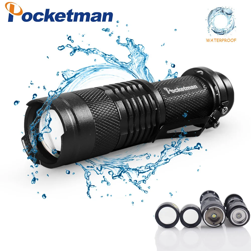 

4000LM Mini LED Flashlight Q5 T6 LED Torch Adjustable Focus Zoom Flash Light Lamp use 14500 and 18650 battery Give gift