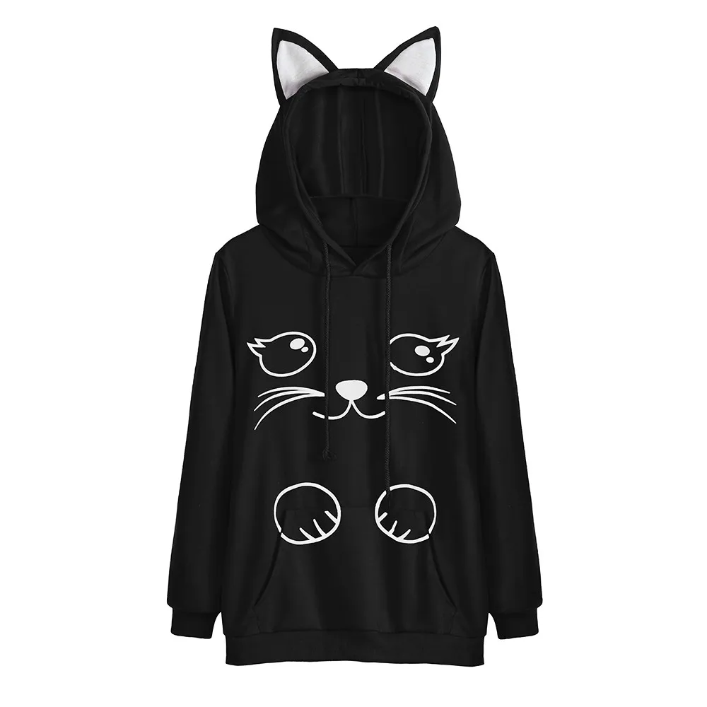 

Hoodies Women Black Animal Print Crop Top Hoodie Long Sleeve Streetwear Sweatshirt Women Cute 2019 Womens Clothing Sweat Femme