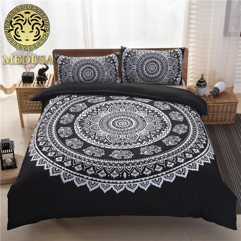 

Medusa bohemian feather bedding set king queen full twin size duvet cover set