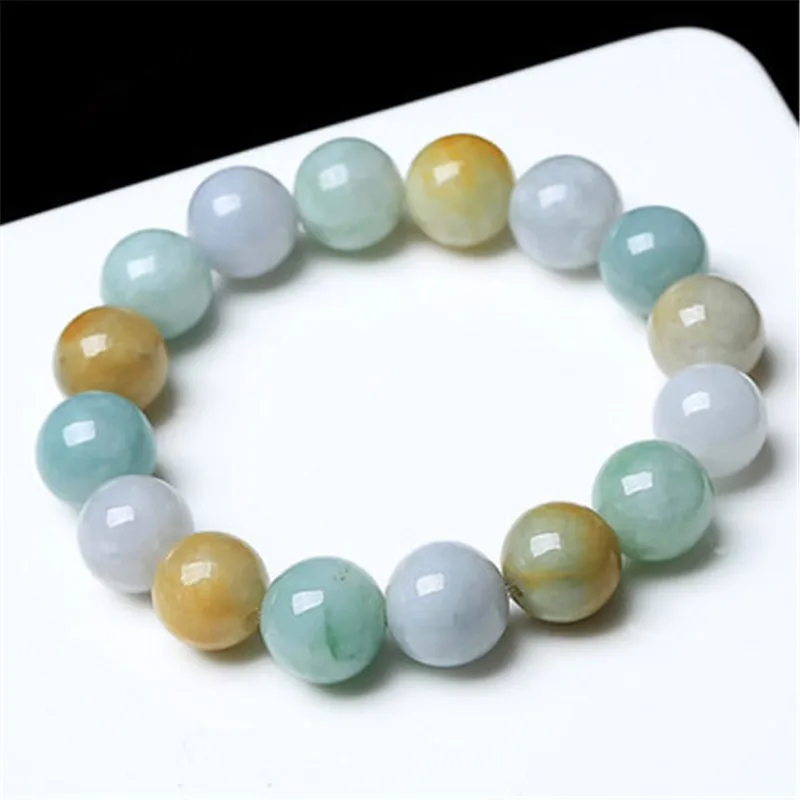 

(certificate) Natural light Green Myanmar Jades Round Bead Bracelet Single Lap Hand String Bangles Woman Men Fashion Jewelry