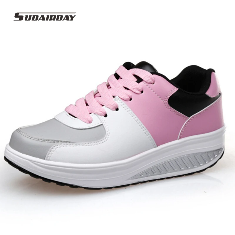 2016 font b Women b font Spring Autumn PU Flat Platform Casual Shoes Womens Swing Walking