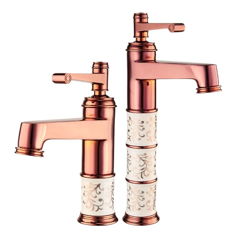 

Gold and Rose Colors Brass Material Deck Mounted Cold & Hot Water of Washbasin Tap