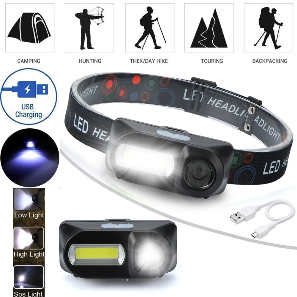 25 # Xpe Led Cob светодиодный головной светильник 6 режимный налобный фонарь лампа