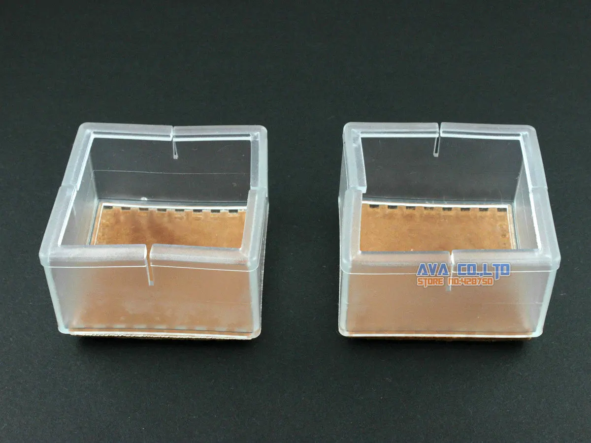 8 Pcs 45*45mm Chair Leg Cap Rubber Feet Protector Pad Cover Square Felt Base