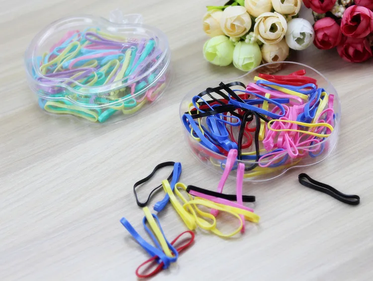 

1 Box New Brand Baby Girls Colorful Fashion Wild Rubber Candy Multicolor Small Rubber Band Color Scarf Hair Bands Accessories