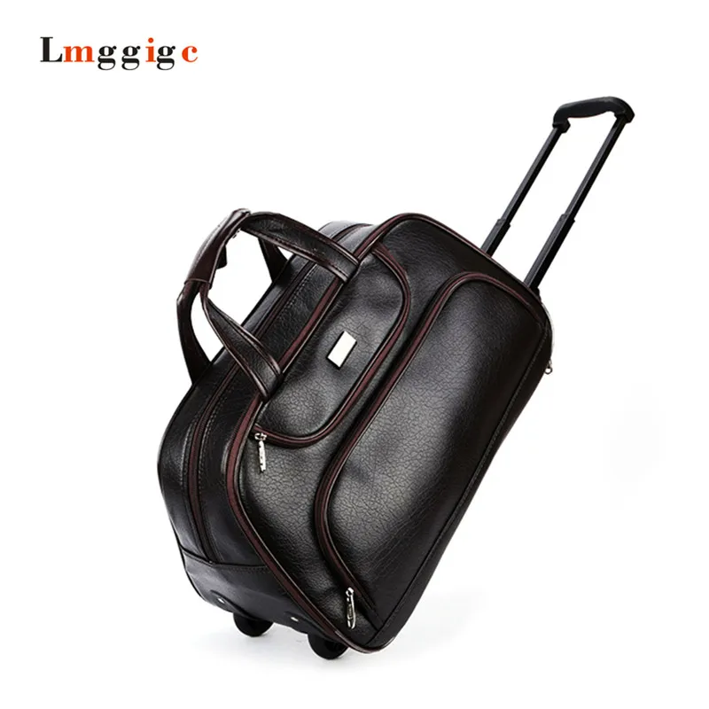 22 Portable font b Carry Ons b font folding boarding luggage PU leather large capacity Suitcase
