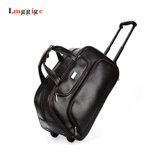 22″ Portable Carry-Ons,folding boarding luggage,PU leather large capacity Suitcase,waterproof trolley bag,commercial travel bag