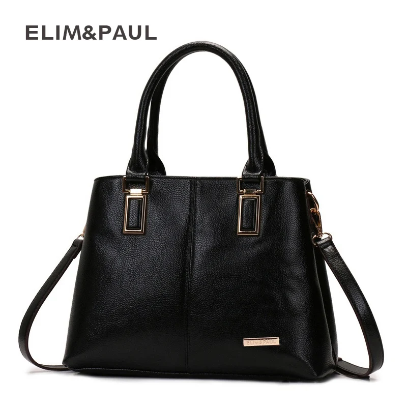ELIM&PAUL Top handle Bags Leather Zipper Woman Handbags Crossbody Bag