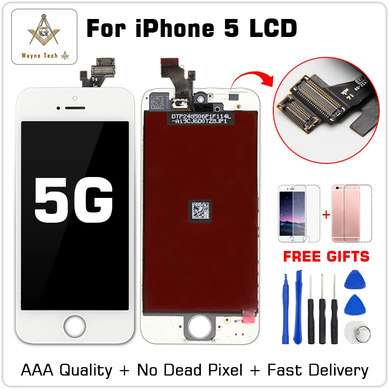 

1Pcs Quality AAA+++ Display Screen For iPhone 5 5G With Digitizer And Frame LCD Assembly With Gifts Free Shipping