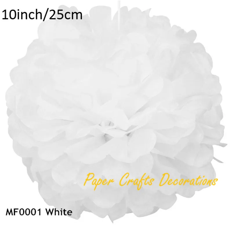 Image 5pcs lot 10inch(25cm) White DIY Tissue Paper Pom Pompons Rose Flowers Ball For Wedding Holiday Birthday Party Decorations