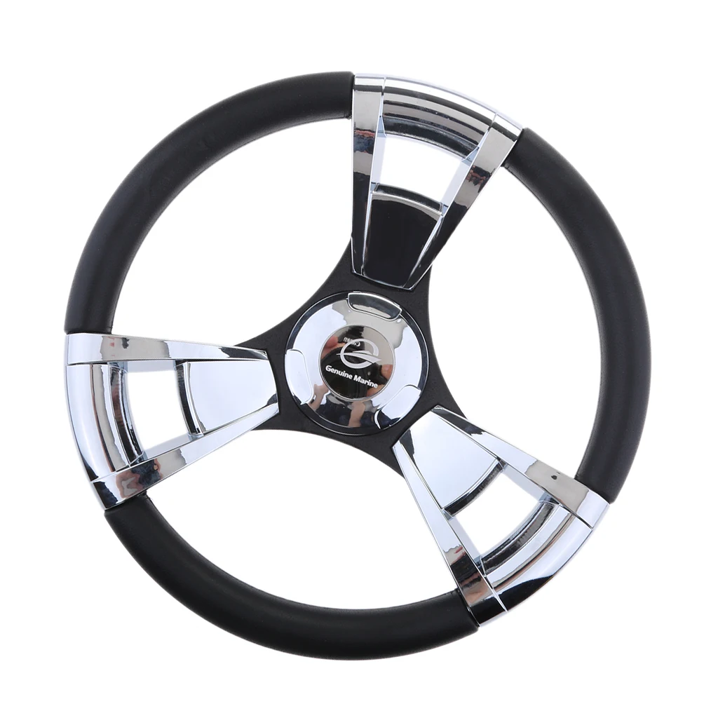 350mm Boat Steering Wheel Polished 3 Spoke boats with 3/4 Inch Shaft Marine Propeller fit for Marine Boats Vessels Yacht