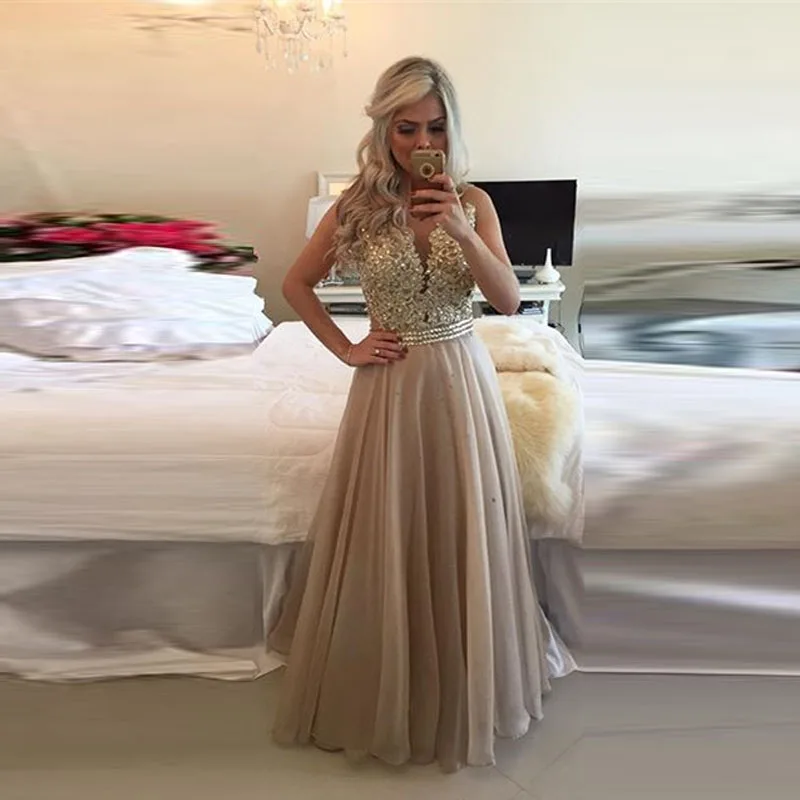 vestidos de noche color perla