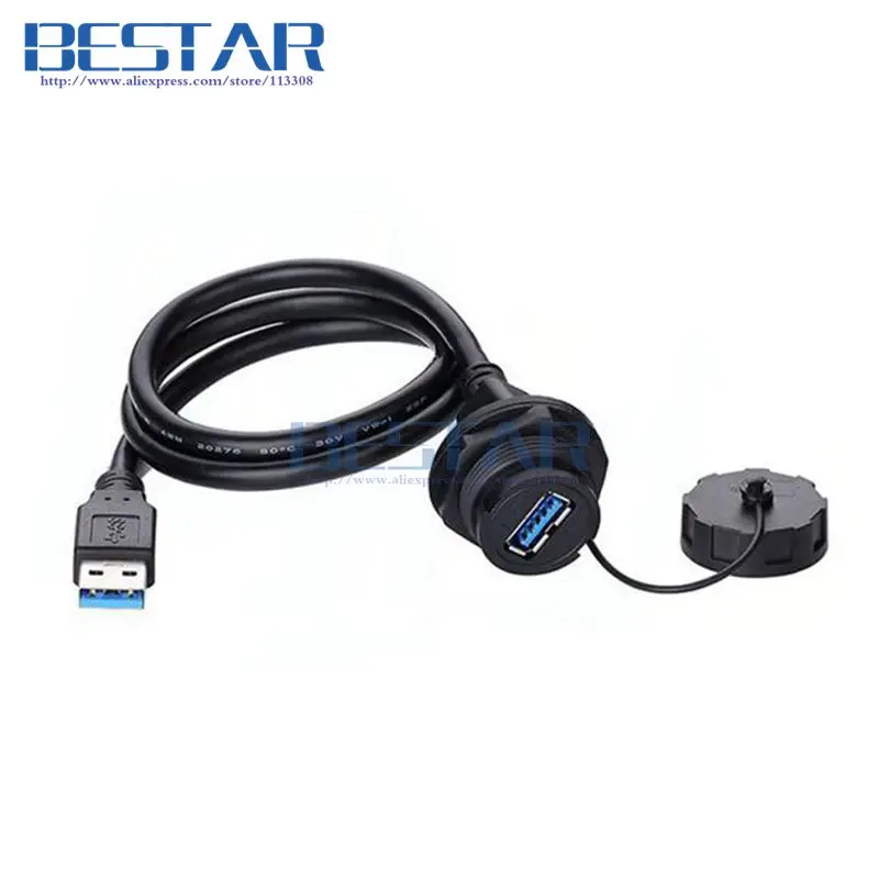 

USB 3.0 Panel Mount Connector IP67 Waterproof Cable 1m 3ft USB3.0 Socket Male to Female Extension cord cables Water Proof