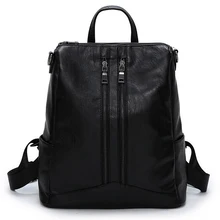 2016 Hiver Nouvelle Femme Sacs À Dos Européen et Américain PU Sac à Bandoulière En Cuir De Mode Noir Sac D’école à Glissière pour Femmes