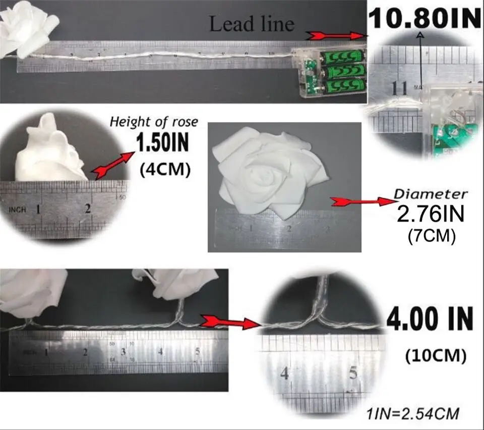 Rose Size for battery string lights