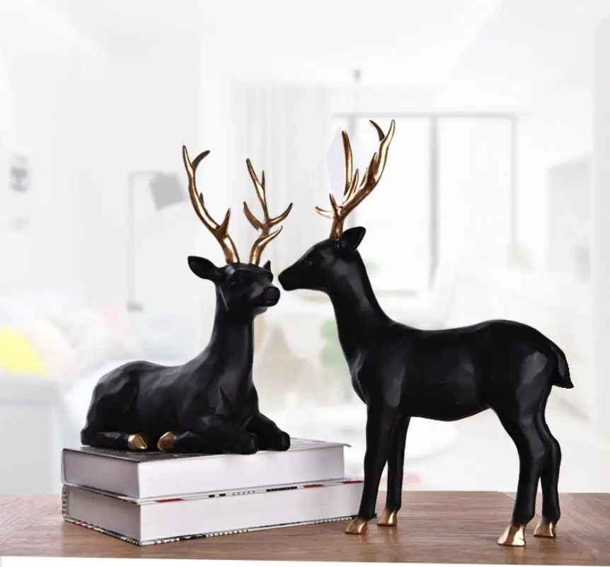 2018 Newest  Deer Apple Animal Luxury Resin Crafts home decoration accessories decoracion hogar House decorated statue veneers