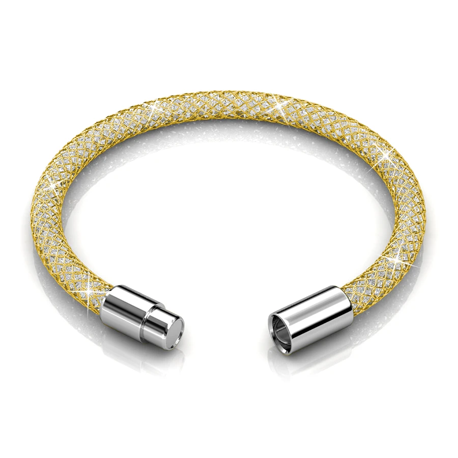 MALANDA брендовые новые модные сетчатые браслеты с кристаллами от Swarovski браслеты для женщин Роскошные свадебные украшения Рождественский подарок - Окраска металла: Champagne gold
