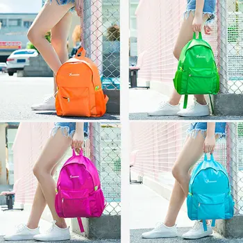 

Fashion Waterproof Nylon Women Backpack Girls School Bag Solid Lightweight Casual Backpack