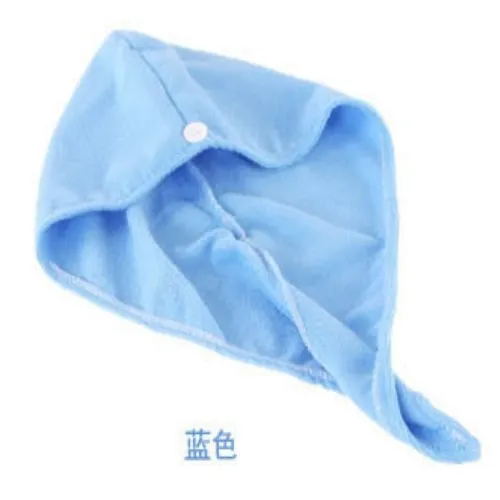Толстая Абсорбирующая шапочка для душа для взрослых Коралловая бархатная шапочка для душа простая быстросохнущая полотенце сухая шапочка для волос Принадлежности для ванной комнаты - Цвет: Синий
