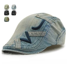 Новая мода newsboy Джинсы для женщин Кепки S для Для мужчин Для женщин Повседневное деним Шапки Гольф плоской подошве для вождения унисекс джинсовые Беретки для женщин Hat взрослых утконоса Кепки