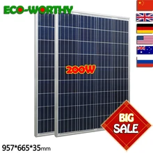 200W 18V Polycrystalline Solar Panels sit 100w x 2pcs for 12v Battery off Grid System Solar