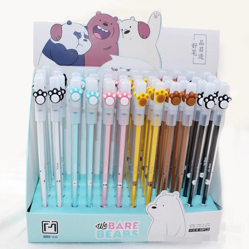 48pcs/lot cartoon We Bare Bears Ice bear Panda creative gel pen unisex sign  pen office school prize gift stationery|Bút Gel| - AliExpress