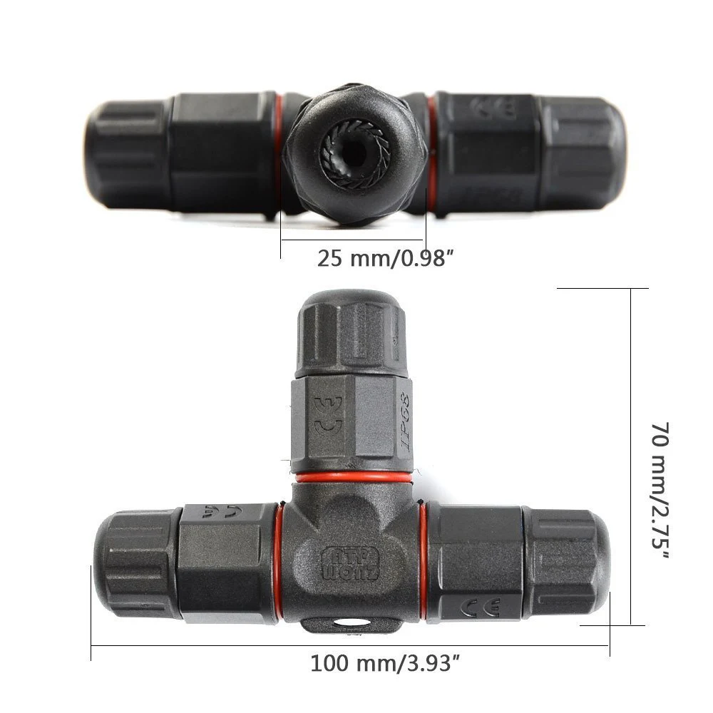 Т-образный провод водонепроницаемый клеммный разъем быстро подключенный 3 штифта герметичный IP68 Retardant распределительные коробки
