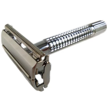 

Double Edge Shaving Blade Safety Razor Pearl Black Color Copper Metal Handle Butterfly Pivoting Head