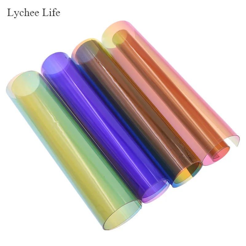 

Lychee Life Rainbow Printed PVC Artificial Leather Fabric Hanmade Garment Bow-knot Bags DIY Crafts Accessories