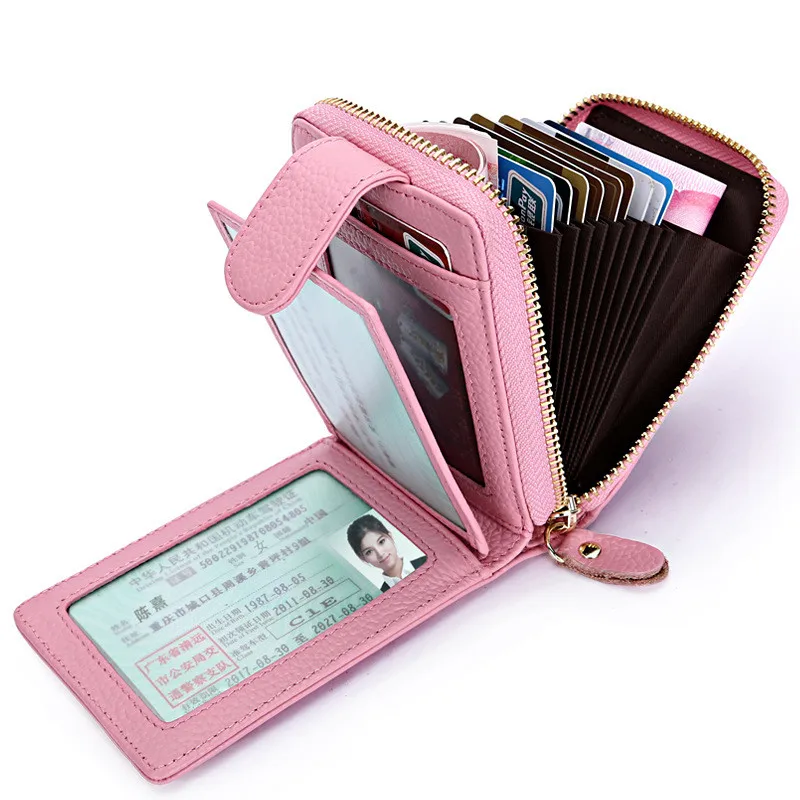 Women Men Luxury Design Genuine Real Leather Credit Card Holder With 