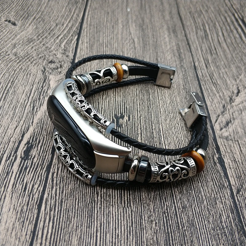 Винтажный Браслет Для Xiaomi Miband 3 браслет из натуральной кожи в ювелирном стиле для