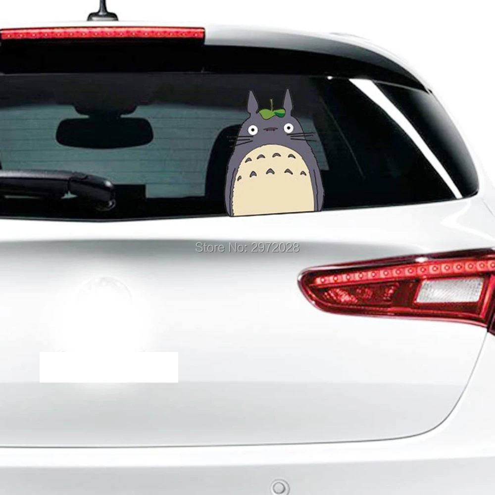 

Cartoon Car Styling Lovely Cat Totoro Watching Looking Out of the Window Windows Rear Windshield Stickers Car Accessories Decal