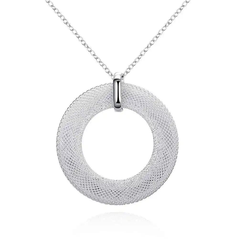Хит продаж новинка распродажа Серебряный кулон сеть круг ожерелье 2015 joias CP054|silver